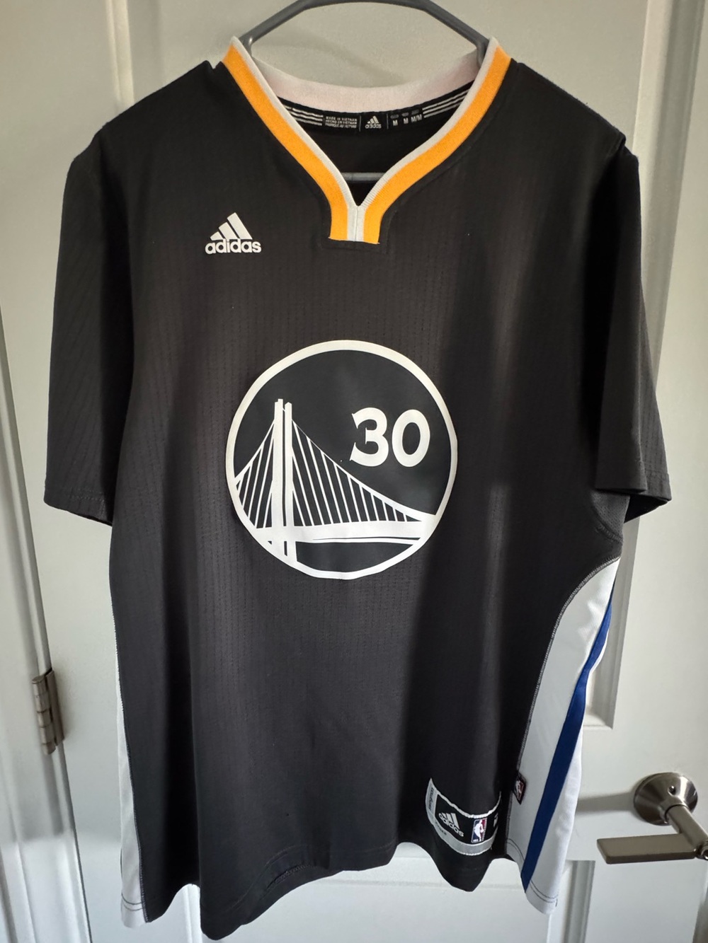Stephen Curry #30 Warriors Adidas Short Sleeve Jersey Men’s Medium Black